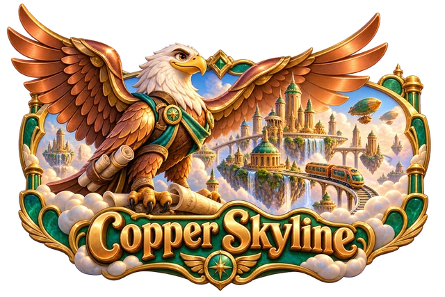 Copper Skyline illustrated game world