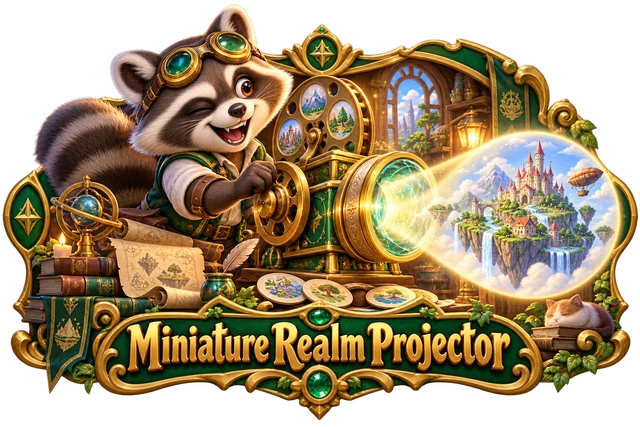 Miniature Realm Projector illustrated game world
