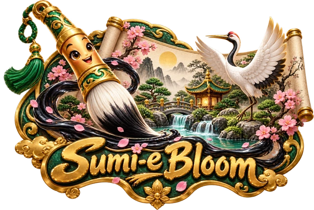 Sumi-e Bloom illustrated game world